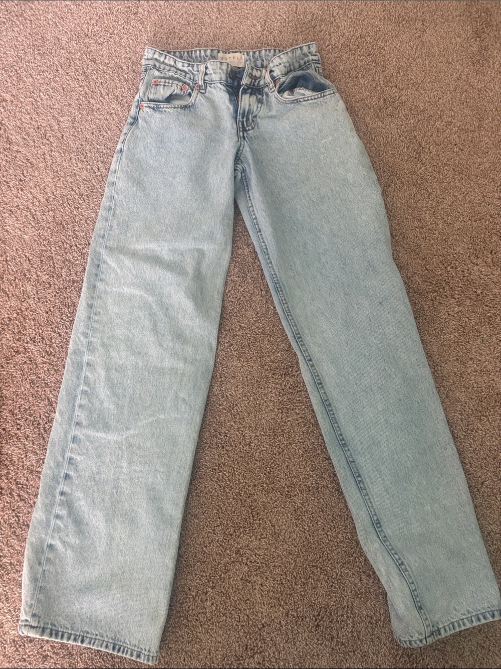 Motel Rocks Light Blue Straight-Leg Jeans